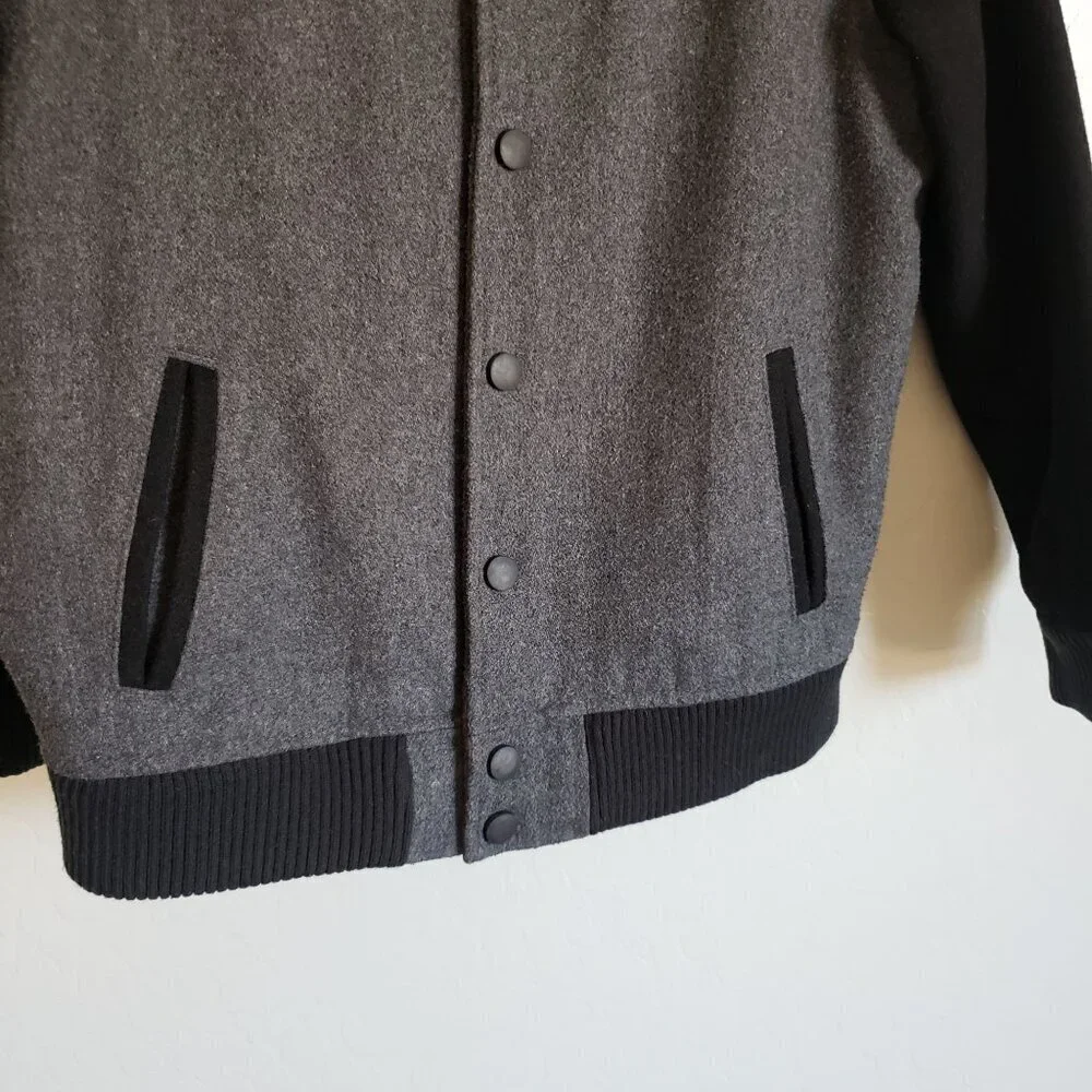 Old Navy Soft Brushed Wool Blend Colorblock Bomber Jacket Grey/Black Kid's 10-12